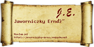 Javorniczky Ernő névjegykártya